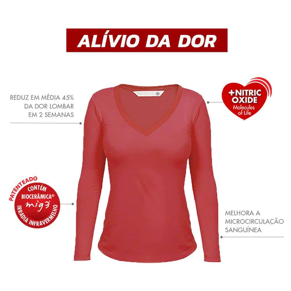 Camiseta Funcional Manga Longa - Gola V Feminina - Invel Brasil