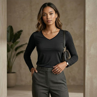 CAMISETA INVEL® DECOTE V LONGA FEMININA