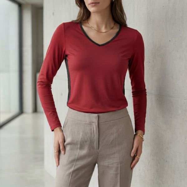 CAMISETA INVEL® DECOTE V LONGA FEMININA