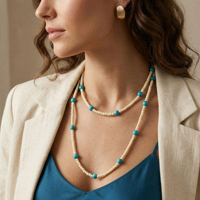 Colar Invel® Invel Necklace - Detalhes em Pedras Turquesas