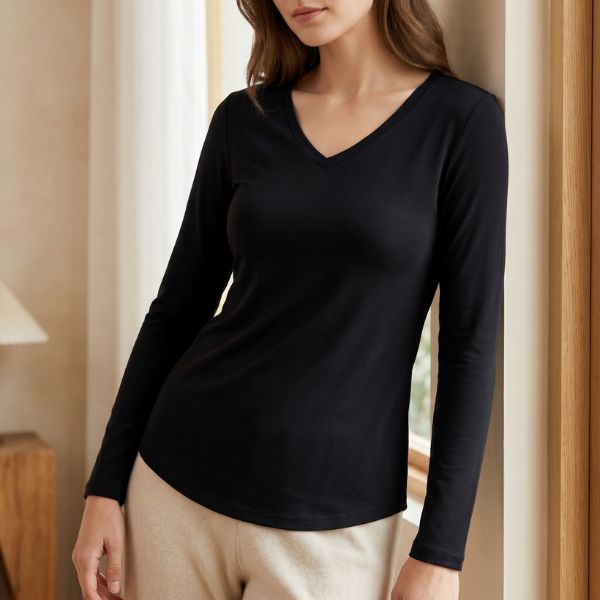 CAMISETA OTI MANGA LONGA - GOLA V FEMININA