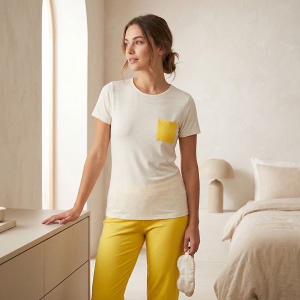 Camiseta Invel® Feminina Pijama Comfort (Gola Redonda e Bolso)