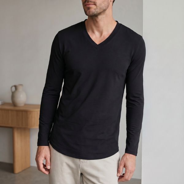 CAMISETA OTI MANGA LONGA GOLA V MASCULINA