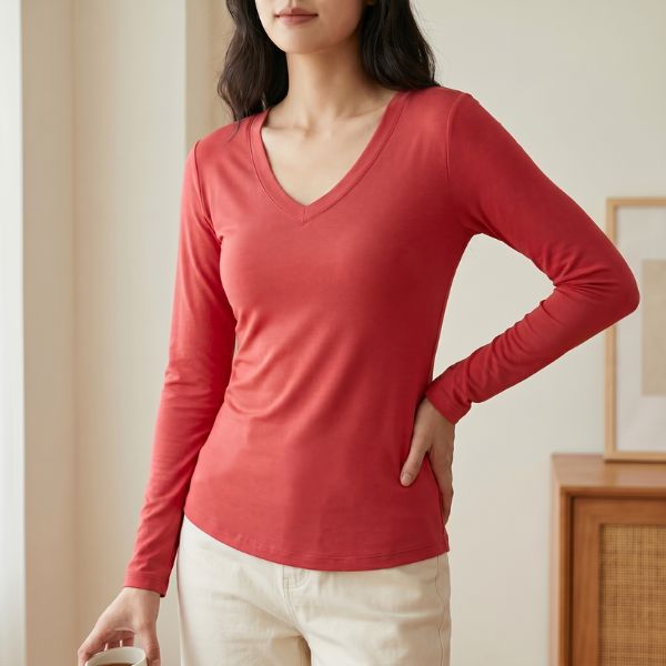 CAMISETA OTI MANGA LONGA - GOLA V FEMININA