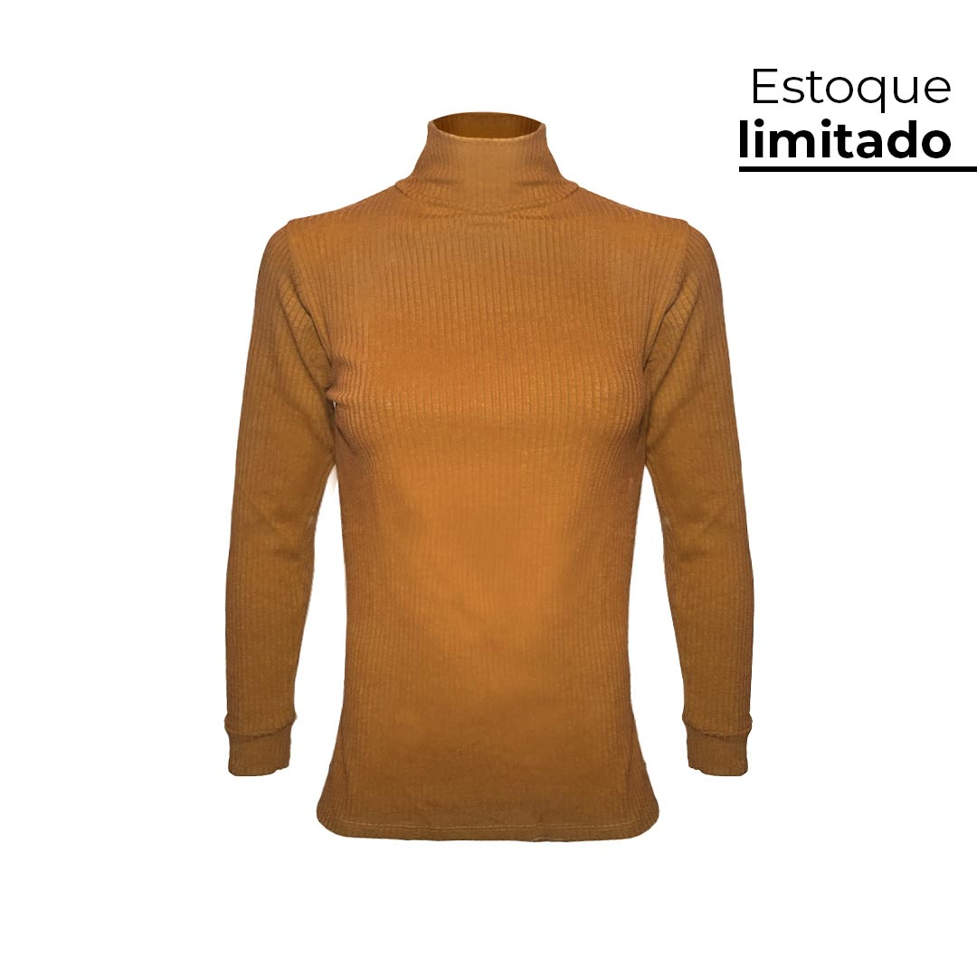 CAMISETA CANELADA INVEL® GOLA ALTA MANGA LONGA - FEMININA