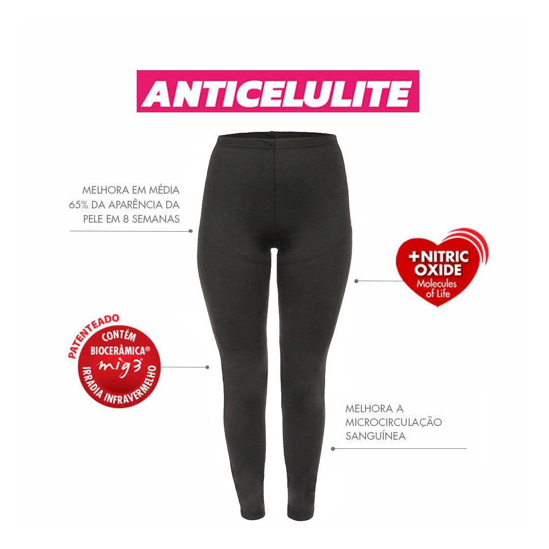 Legging Anticelulite Invel® Plus Cós Médio (1-2 dedos acima da altura do umbigo)