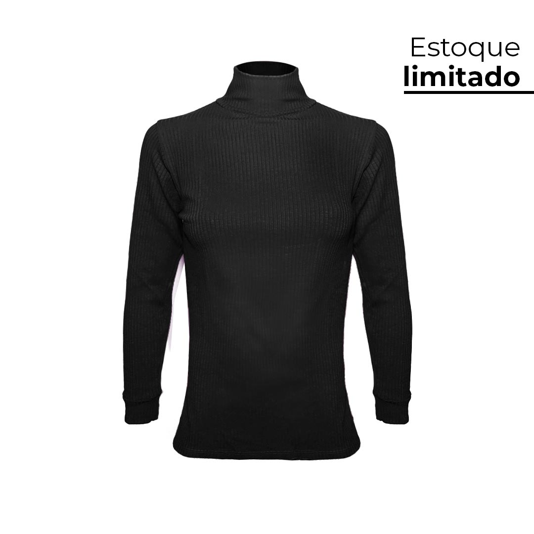 CAMISETA CANELADA INVEL® GOLA ALTA MANGA LONGA - FEMININA