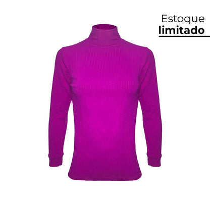 CAMISETA CANELADA INVEL® GOLA ALTA MANGA LONGA - FEMININA