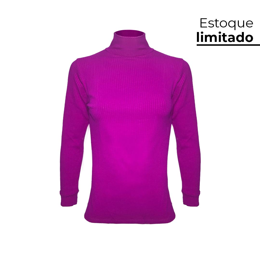 CAMISETA CANELADA INVEL® GOLA ALTA MANGA LONGA - FEMININA
