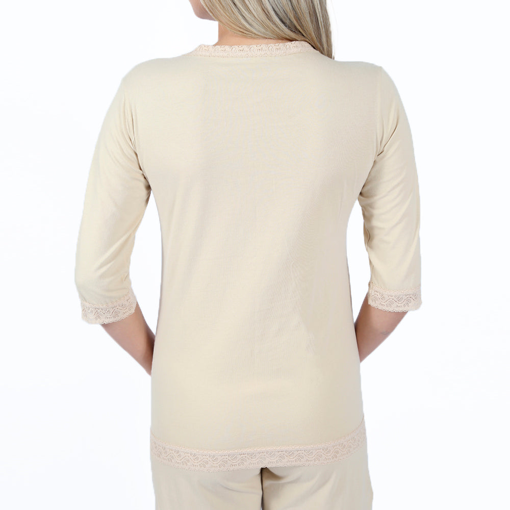 Camiseta Invel® Feminina Pijama Relax (Com detalhes em renda) - Invel