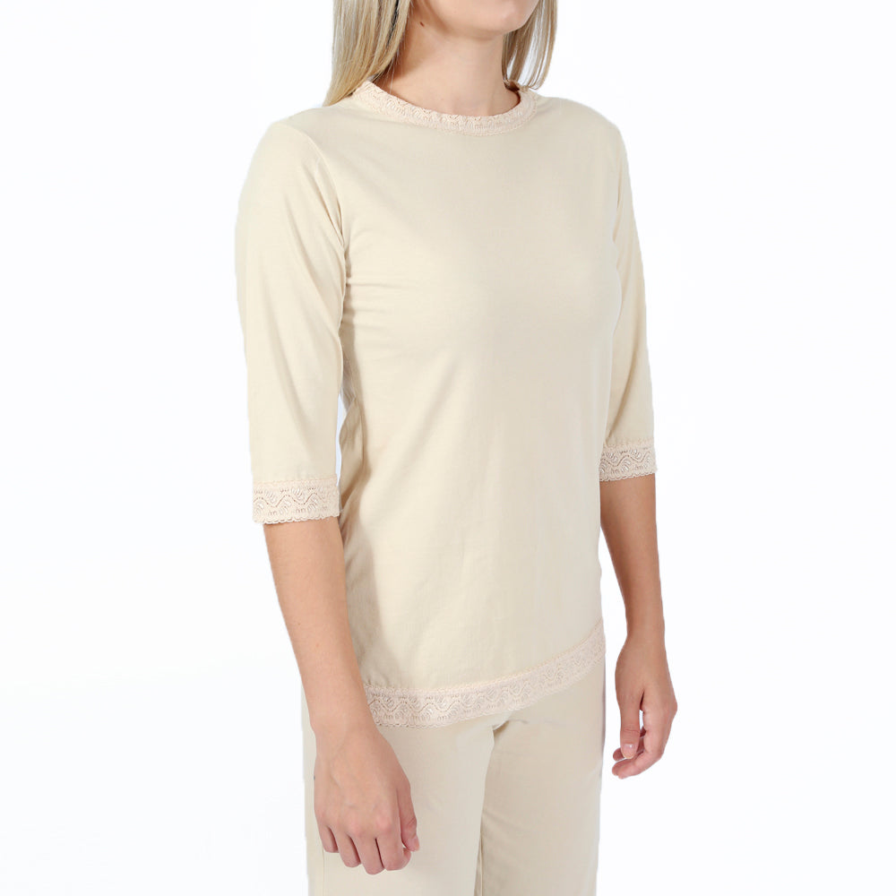 Camiseta Invel® Feminina Pijama Relax (Com detalhes em renda) - Invel