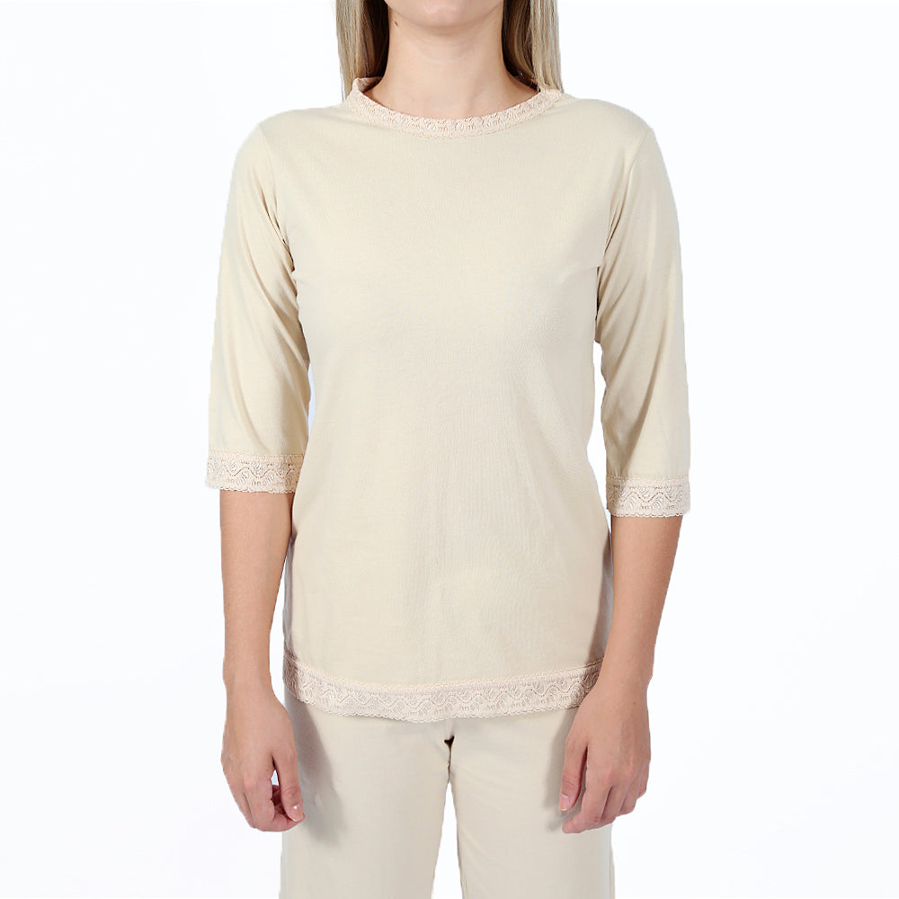 Camiseta Invel® Feminina Pijama Relax (Com detalhes em renda) - Invel