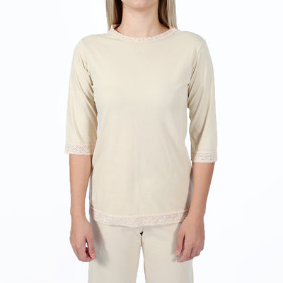 Camiseta Invel® Feminina Pijama Relax (Com detalhes em renda) - Invel