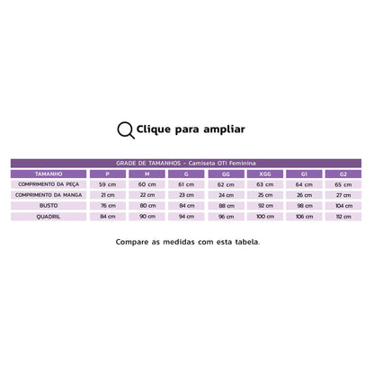 Camiseta OTI - Manga Curta Feminina - Gola de Telinha